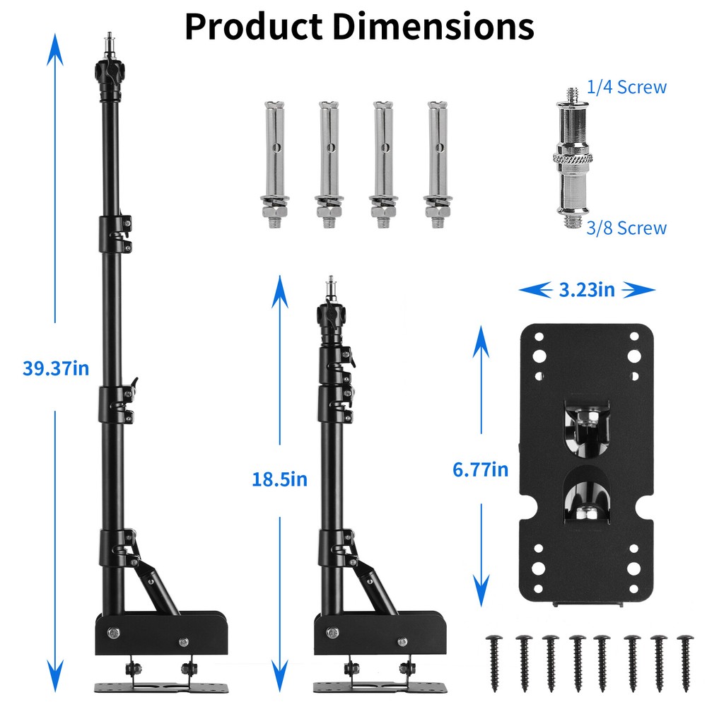 Selens 39" Wall Mount Triangle Boom Arm Flexible Extension For Ring Light Studio