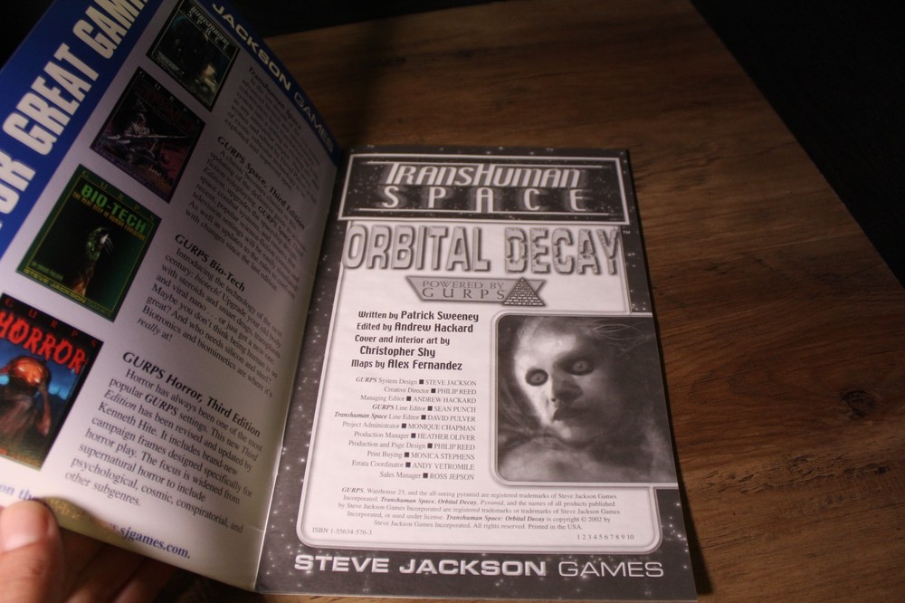 GURPS Transhuman Space Orbital Decay RPG 2002 BOOK ONLY