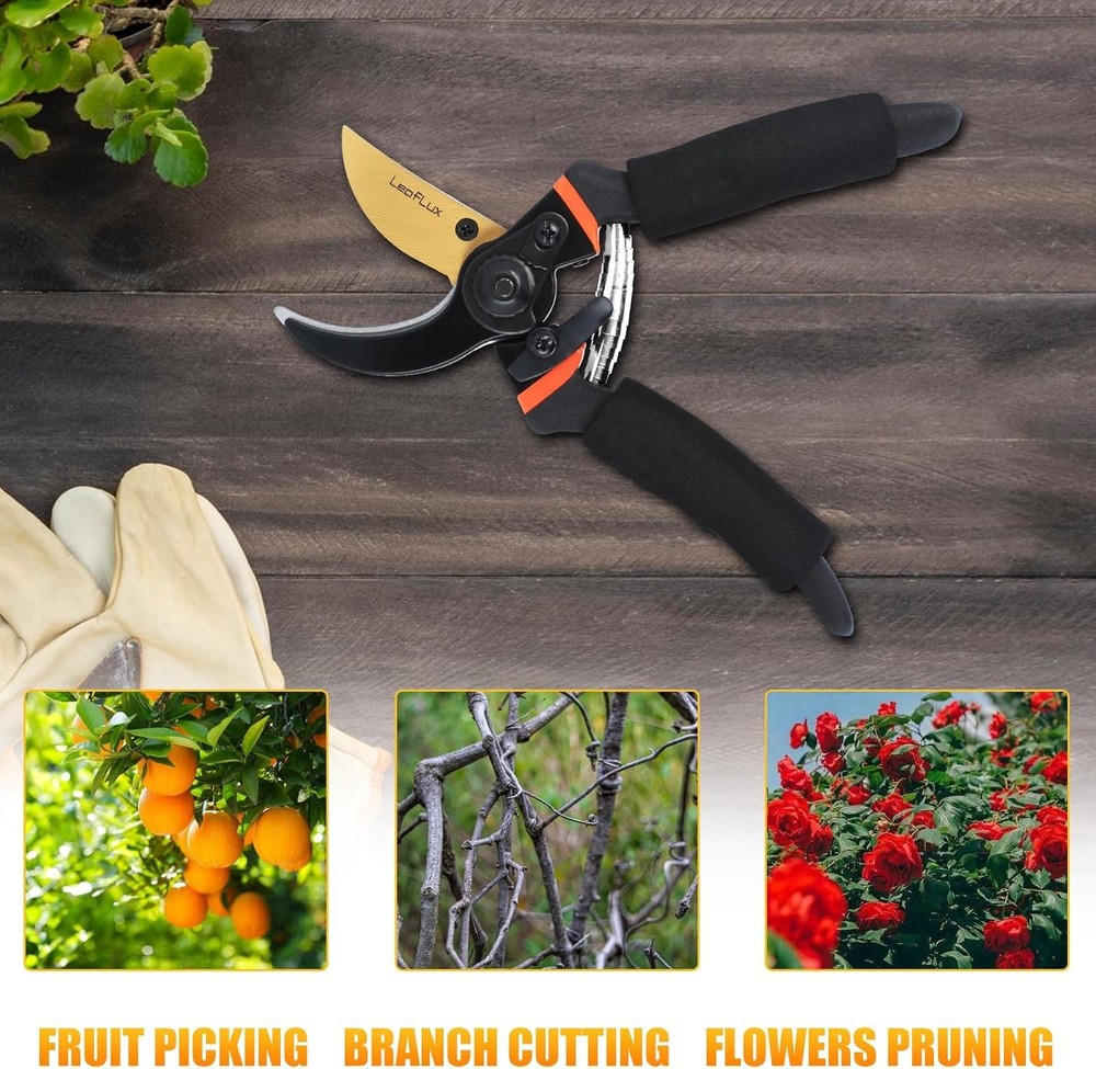 Pruning Shears, Professional SK5 Quality Durable Titanium Plated Black