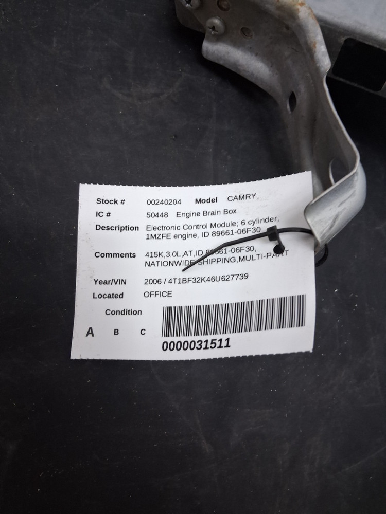 TOYOTA CAMRY Engine Brain Box Electronic Control Module; 6 cylinder, 1MZFE eng