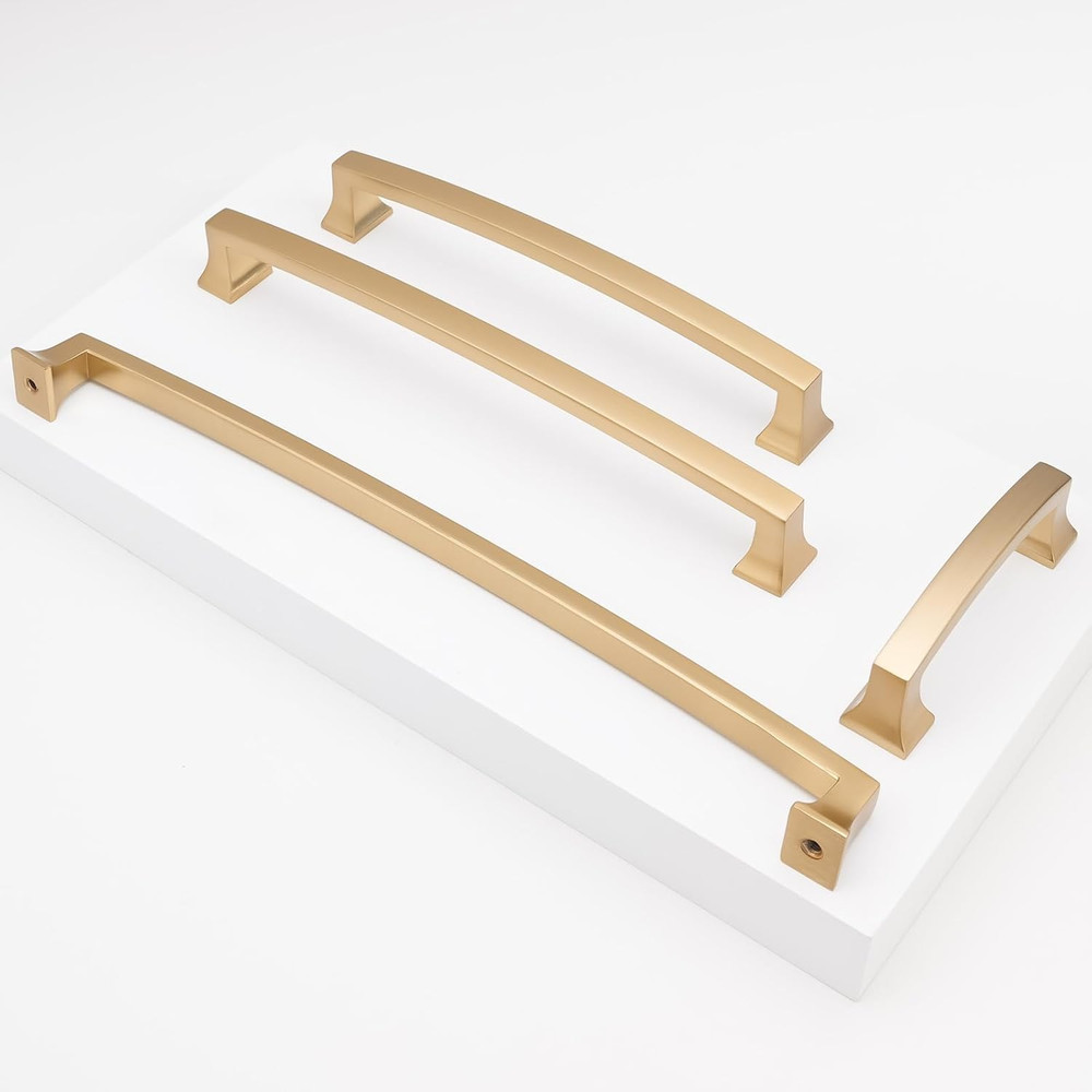 Champagne Bronze Cabinet Handles - 6 Pack Gold Kitchen Pulls 12.6