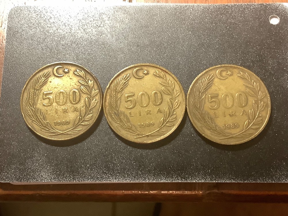 3 - 1989 Turkey 500 Lira's