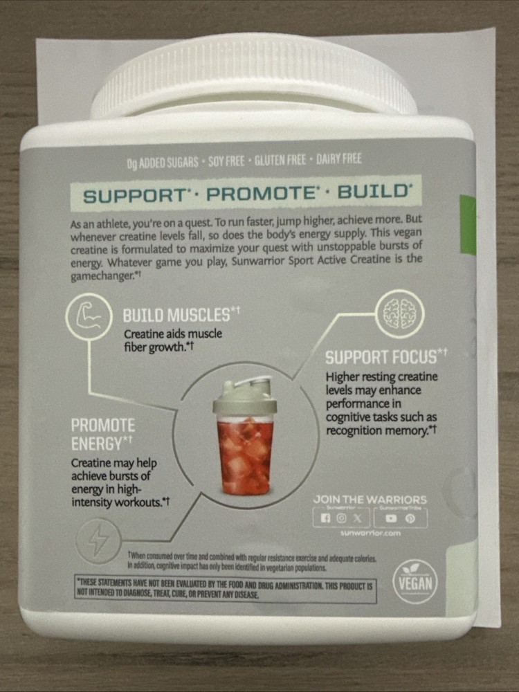 Sunwarrior Active Creatine 1.32 LBS Unflavored EXP 7/27