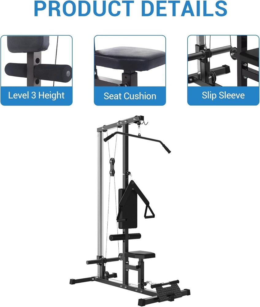 LAT Power Cable & Pull Down Machine Home Gym Back Exercise for Strength Training