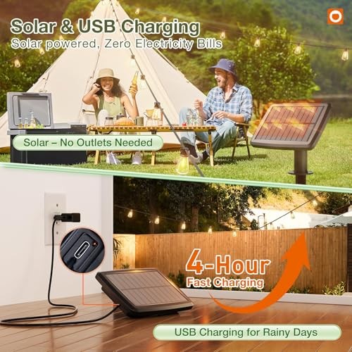 33(27+6) FT Solar String Lights Waterproof,Patio 27+6FT(9 Sockets)(1 Pack)