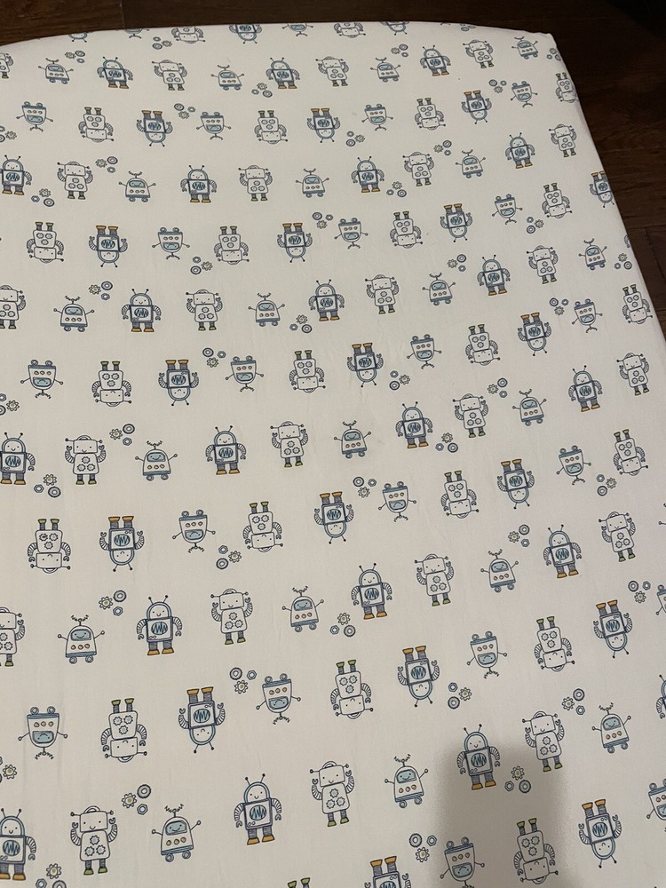 Cloud Island Robot Fitted Baby Crib Sheet