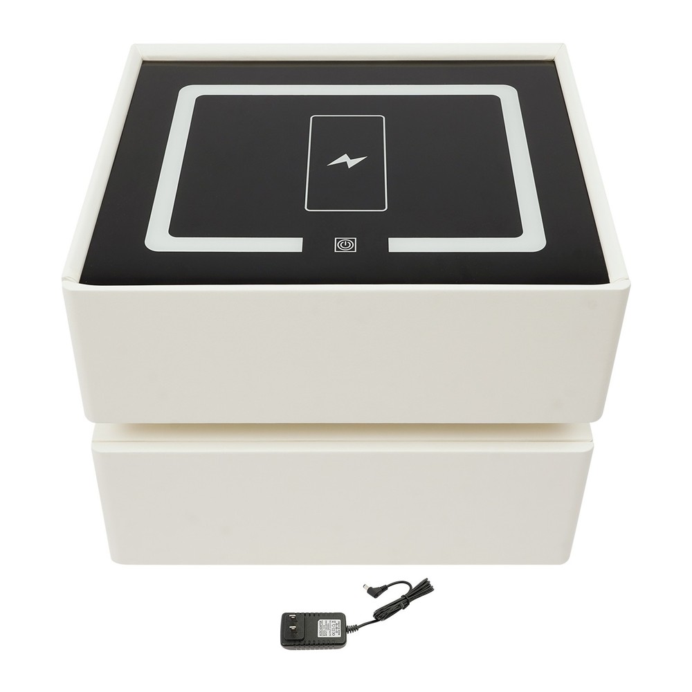 Smart Nightstand W/ Tri color sensor light+Wireless Charging+USB Bedside Table