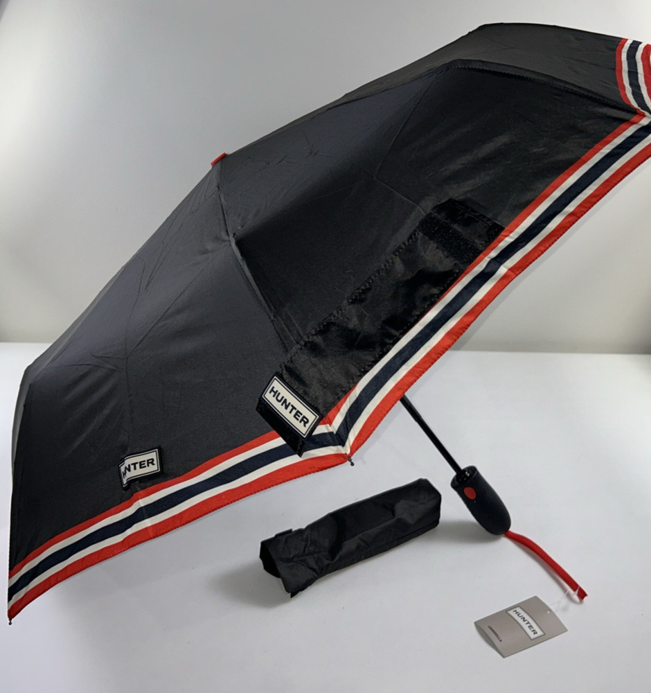 NEW HUNTER Regular Size Umbrella Black Automatic Retractable Carry All Strap $95