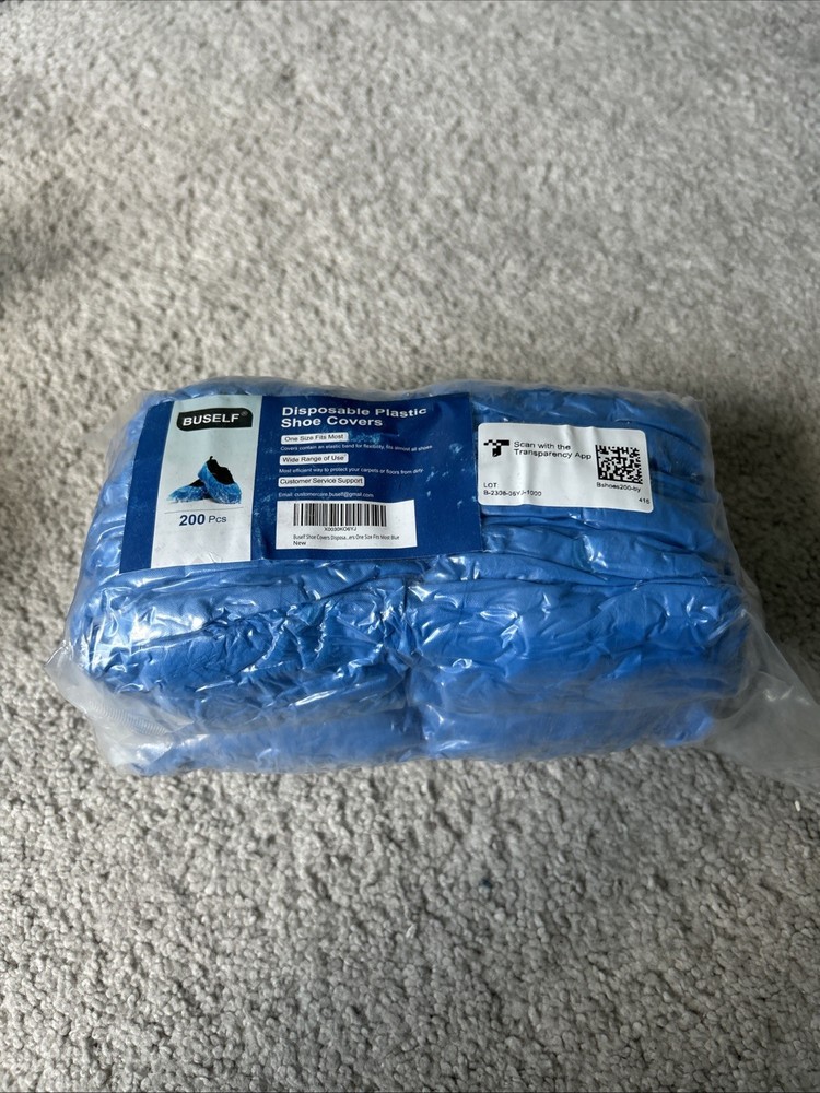 Buself Disposable Plastic Shoe Covers, 200 Pcs