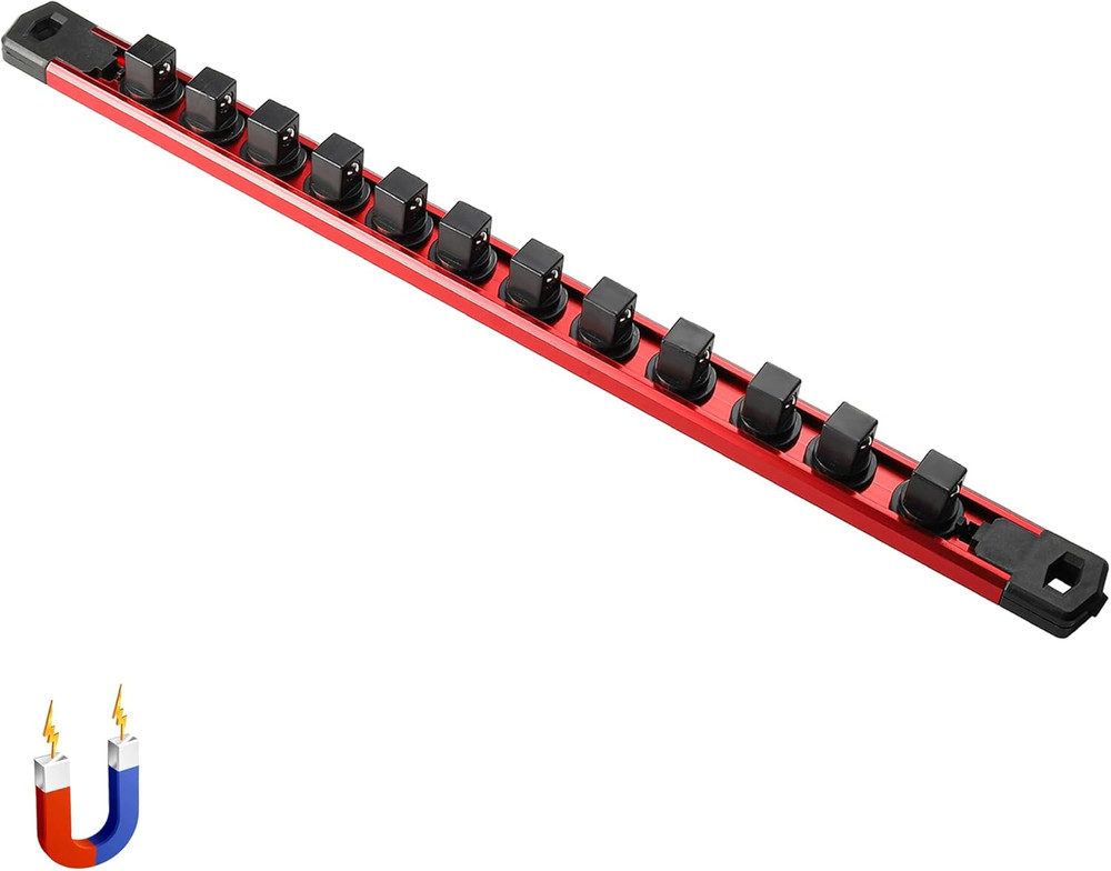 6-Piece Magnetic Socket Organizer, Heavy Duty Aluminum Socket Rails Organizer, 3