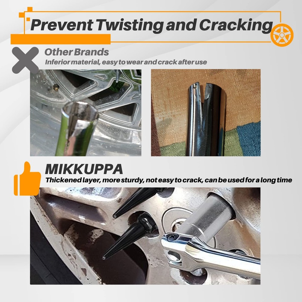 MIKKUPPA Spike Lug Nuts Socket Hexagon, Hexagon Chrome