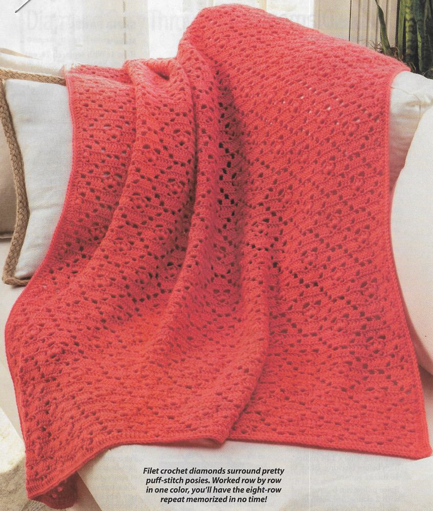 Diamond Posy Afghan crochet pattern instructions