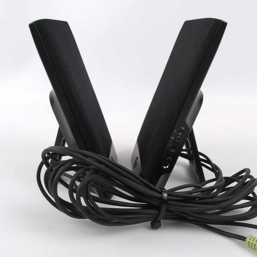 HP H204B USB Powered Flat Computer Speakers Black Wired Desktop Laptop Tested