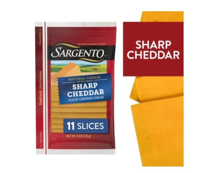 Sargento Sliced Sharp Natural Cheddar Cheese, 11 count, 8 oz 2 Pack