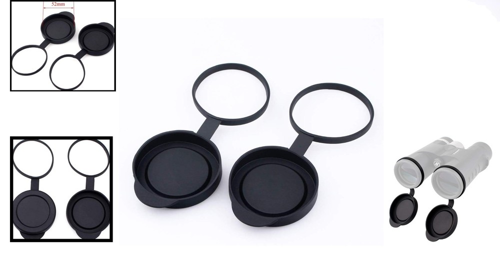 Dustproof & Waterproof Binocular Lens Caps for 52-54mm Outer Diameter