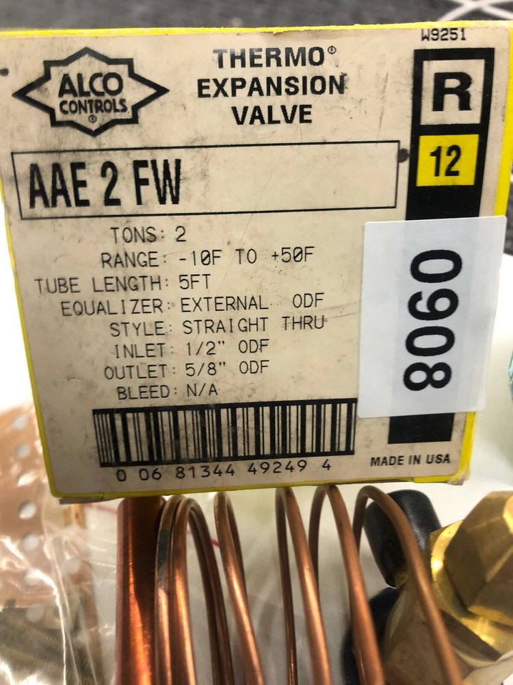 EMERSON ALCO AAE 2 FW 2 TON ADJUSTABLE EXTERNAL PRESSURE R12 5 foot ODF