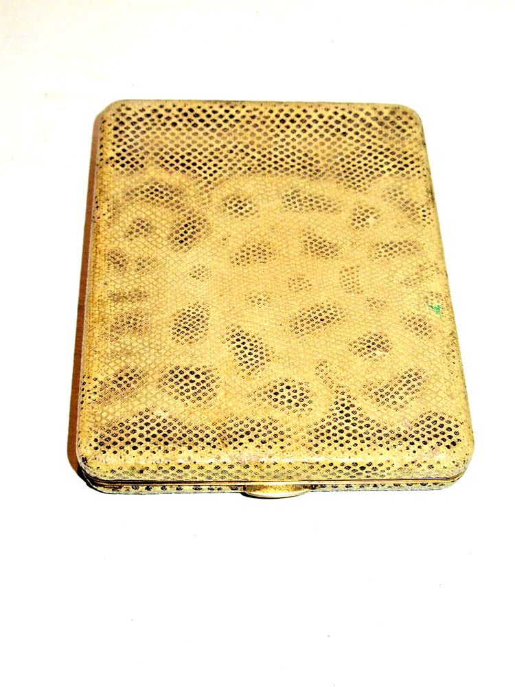 Antique Cigarette Case 1920-30's Tobaccaina Leather Fabric Lined