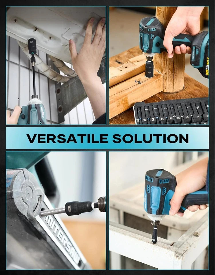 Magnetic Impact Nut Driver Set, Socket Set with Deep Driver Bit, Metric/Sae Sock