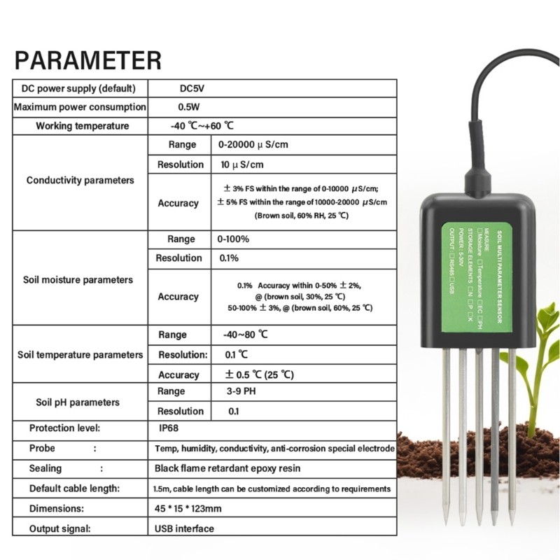 Multiple Parameters Soil Analyzers with Mobile Application for Temperature