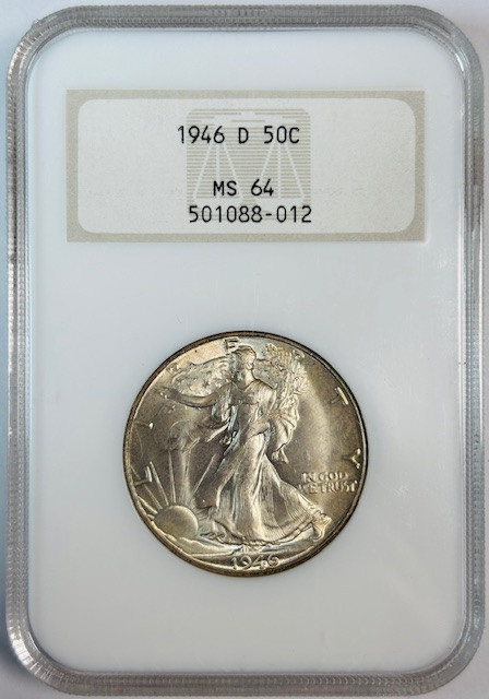 1946 D Walking Liberty Half Dollar NGC MS-64 Nice Luster!