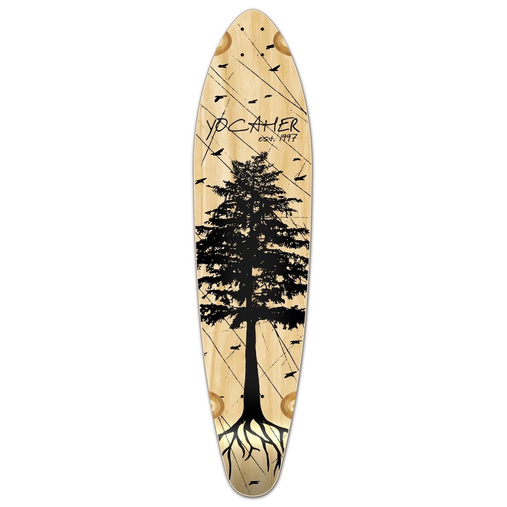 Yocaher Kicktail Longboard Deck - In the Pines : Natural (DECK ONLY)