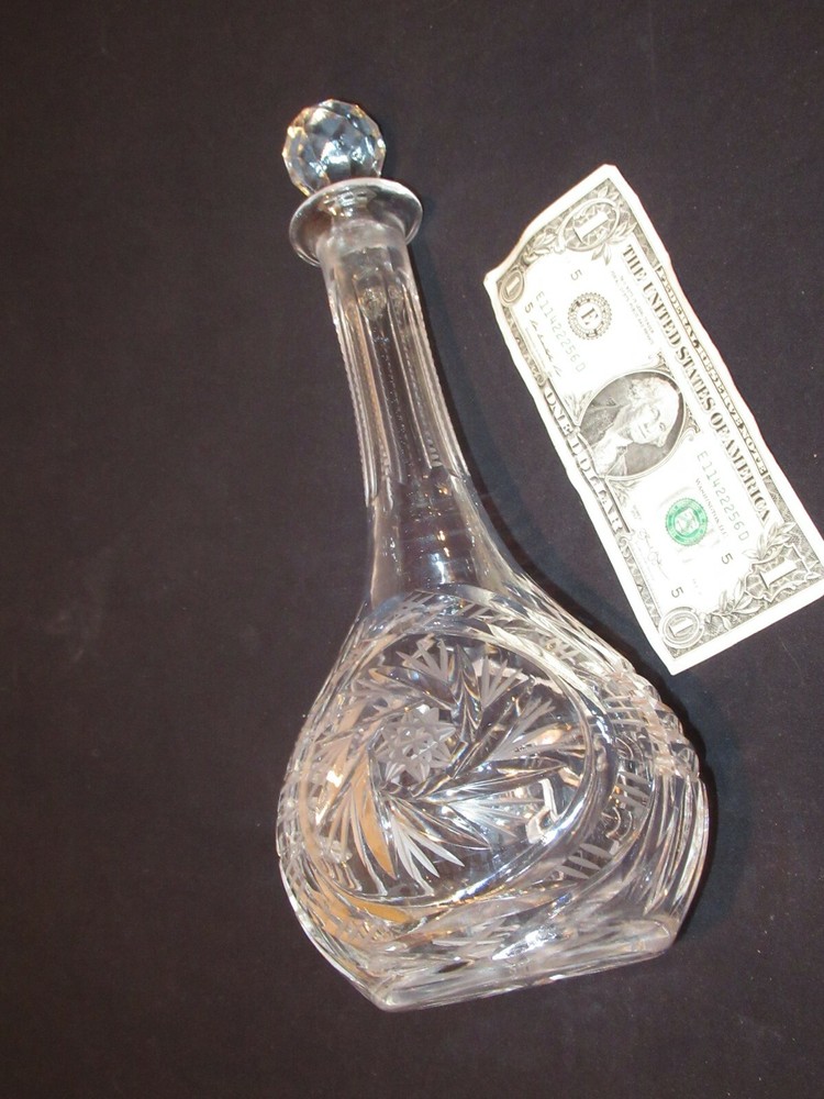 American Brilliant Cut 11” Decanter Drape Pattern by L Straus & Sons Unsigned