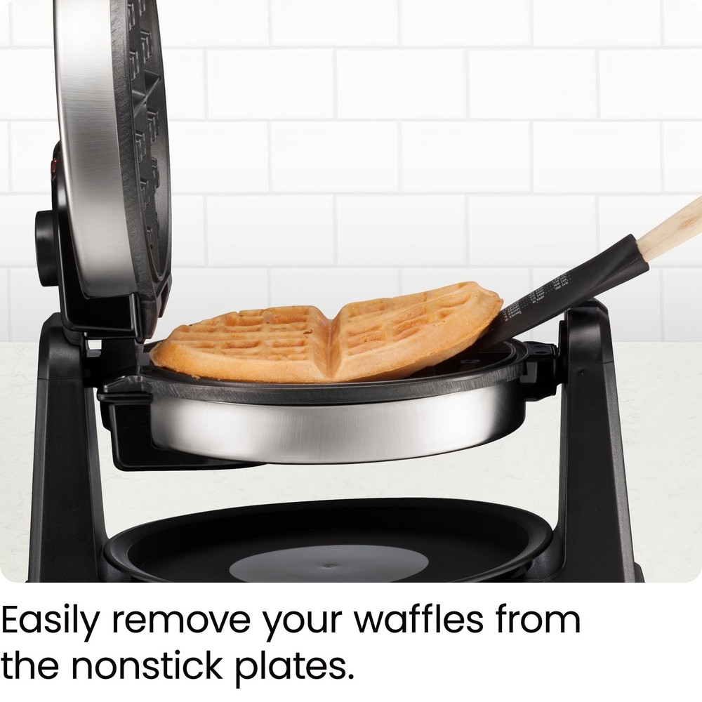 Rotating Belgian Waffle Maker, 180° Flip Iron w/ Non-Stick Plates, Adjustable...