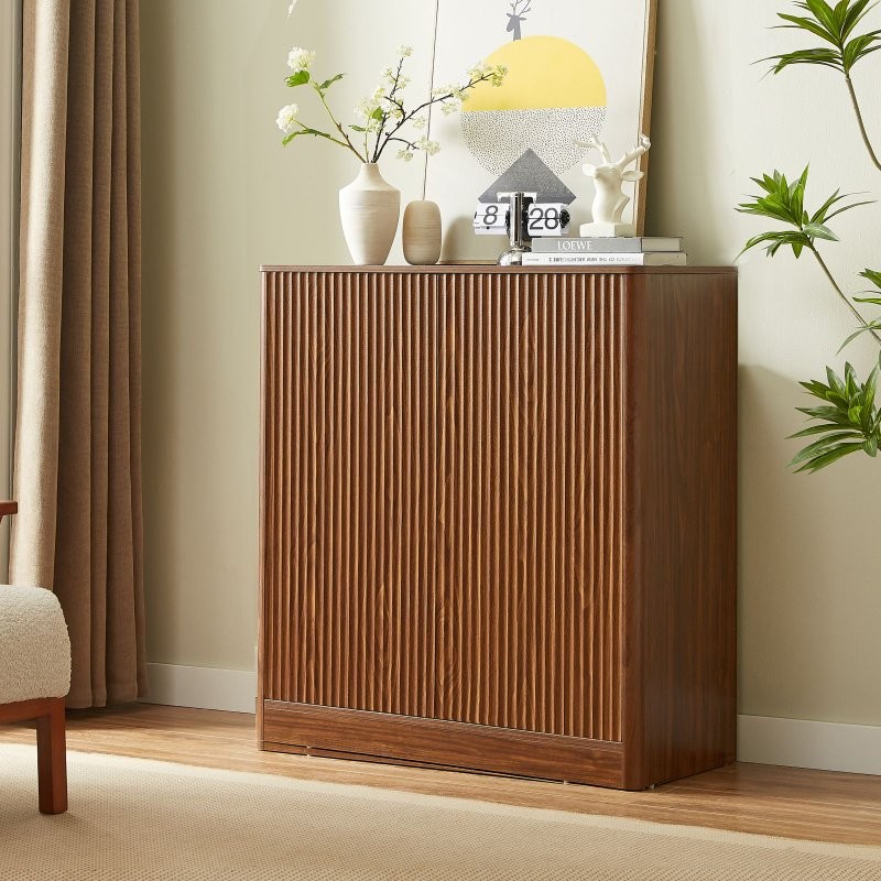 31.5" Sideboard Table Wavy Buffets Storage Cabinet, 2 Doors for Kitchen/Bedroom