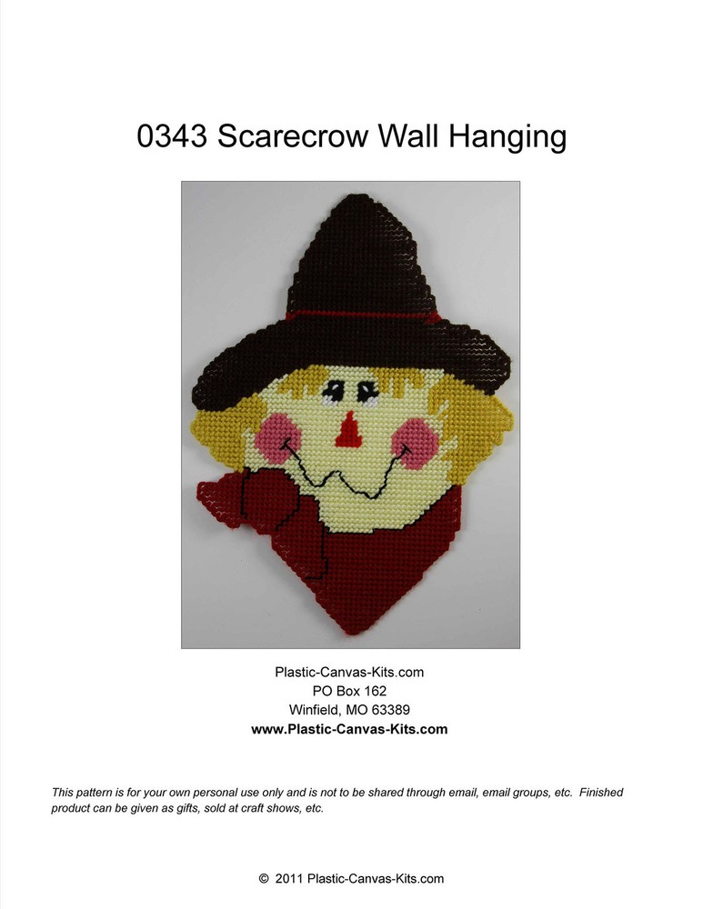 Scarecrow Wall Hanging-Plastic Canvas Pattern or Kit
