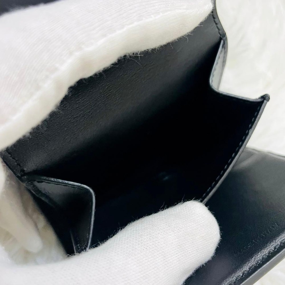 Celine Triomphe Leather Compact Wallet Black Gold