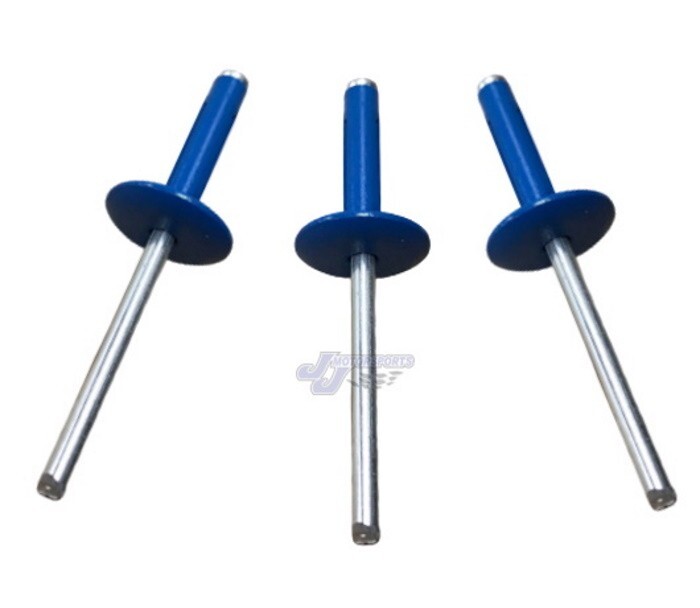 Large Head Blue Exploding Rivets Pop Rivet 25 ct. Tri-Fold Racing Fasteners IMCA