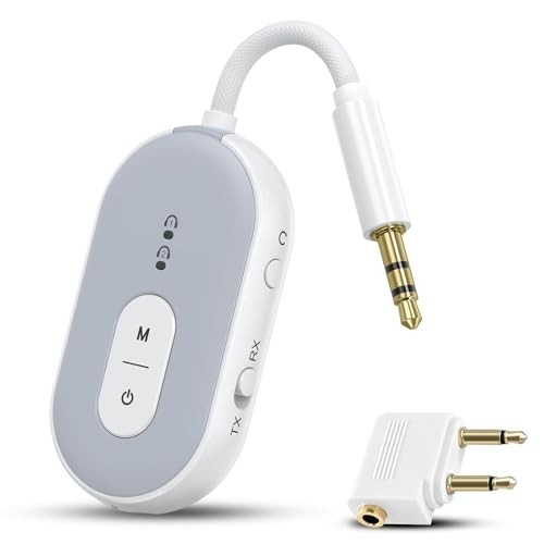 Bluetooth 5.3 Audio Adapter, Low Latency Transmitter & Receiver for 2 Devices, 3