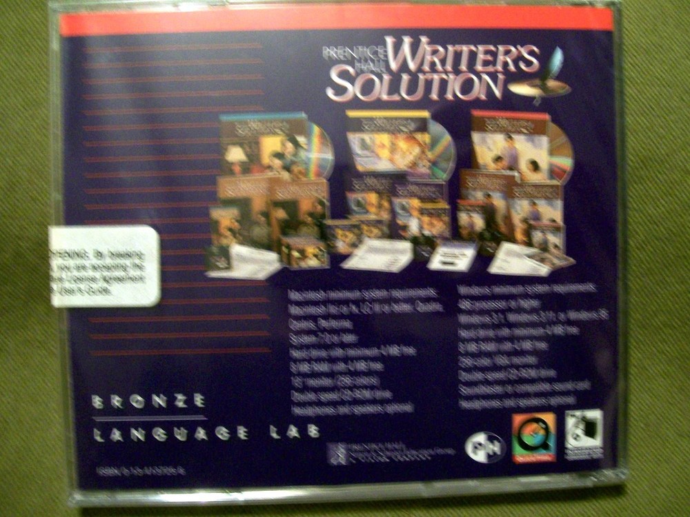 Prentice Hall Writer's Solution Bronze Writing Lab Version 1.3 Brand New