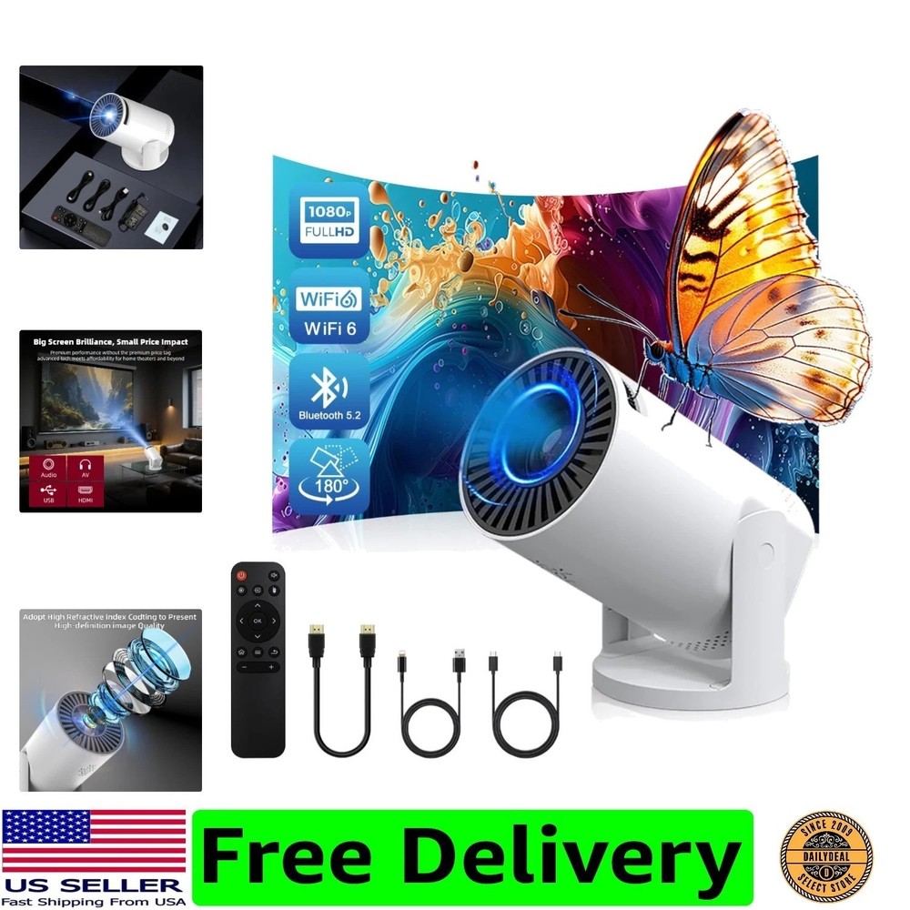 Wireless Mini Projector with WIFI 6 and Bluetooth, 4K 1080P Support Portable ...