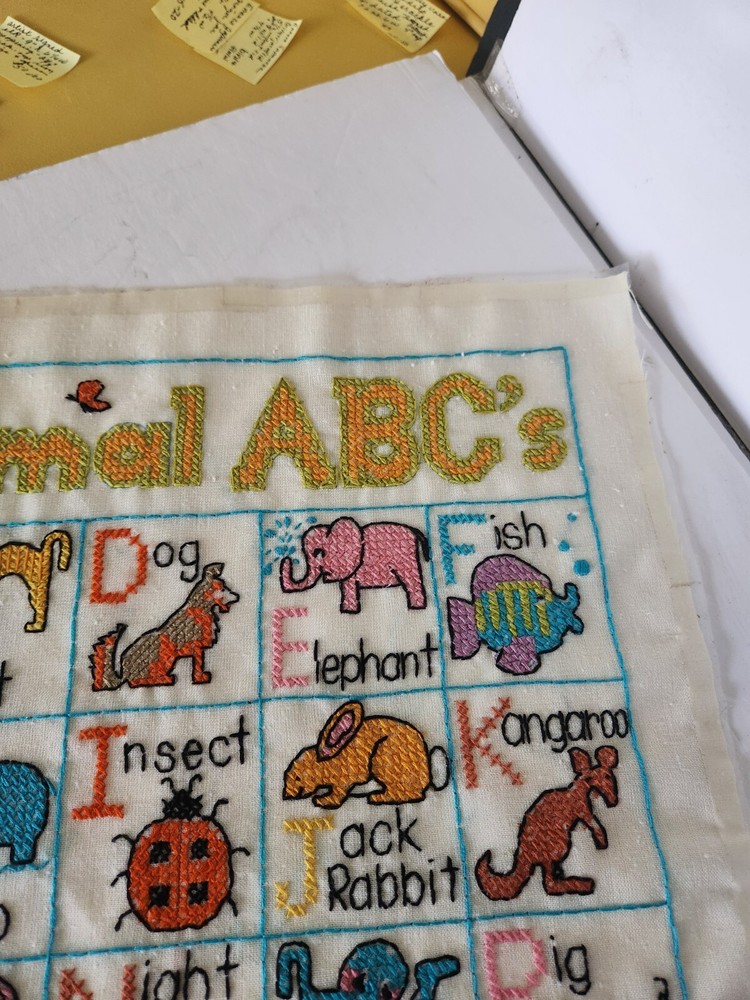 Animal ABCs Handmade Crosstitch Wall Hanging