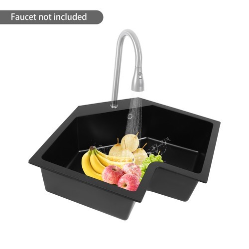 Undermount Flushmount Corner Kitchen Sink Irregular Kitchen Sink w/ Strainer