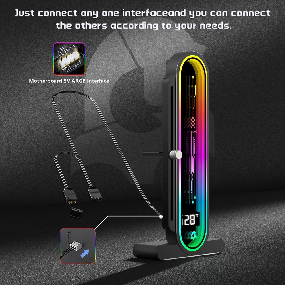 GPU Support Bracket Adjustable Height 35-157mm Magnetic Base Silicone Pad Temp