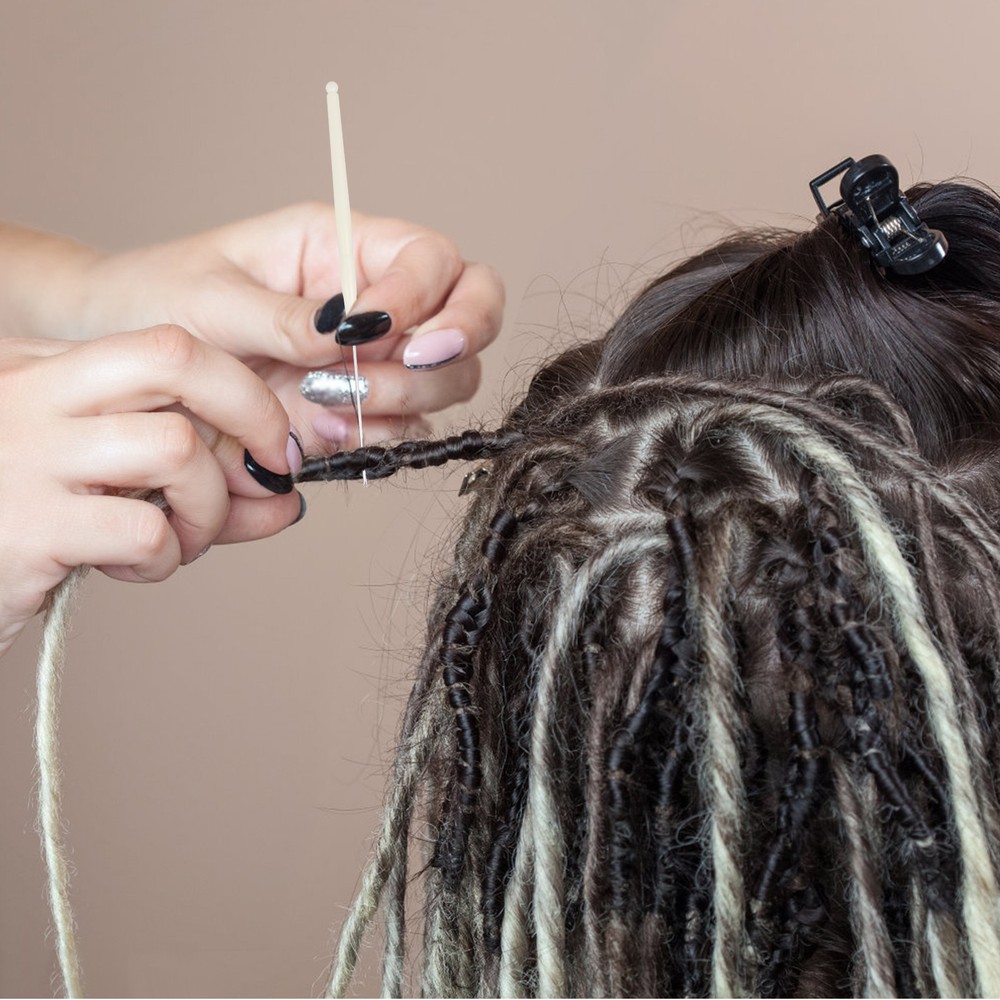 13PCS Bamboo Handle Dreadlock Hook Crochet Needle Set Braiding Hair Locking Tool