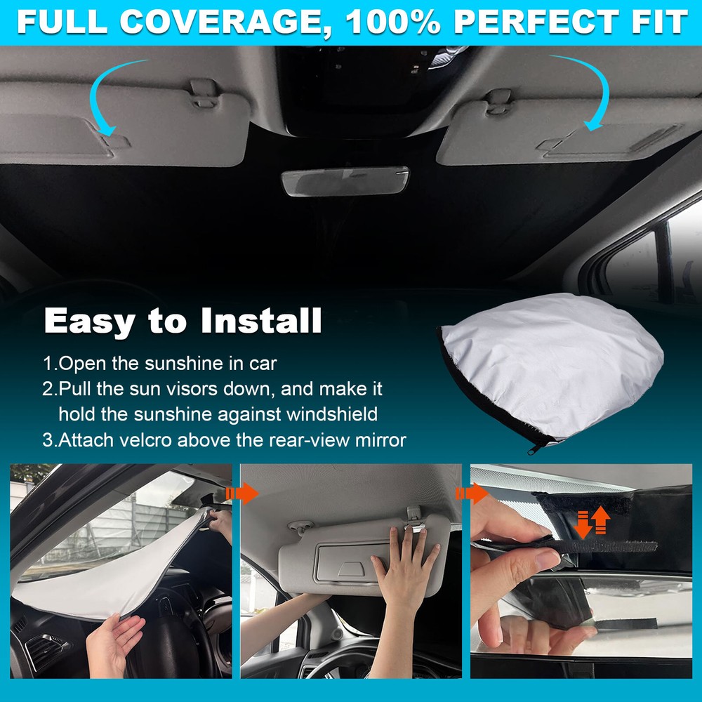 For 1996-2025 Chevy Express Foldable Windshield Visor UV Block Cover Protector