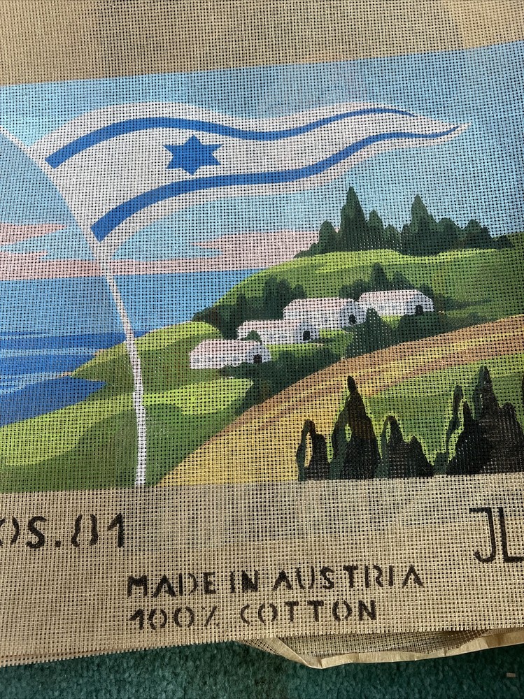 needlepoint canvas handpainted vintage