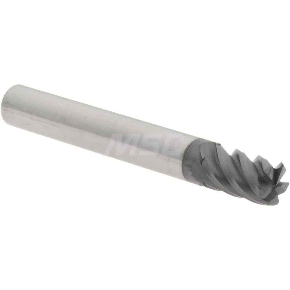 Accupro 1/4" Diam 5 Flute Single End Solid Carbide 0.03" Corner Radius End Mi...