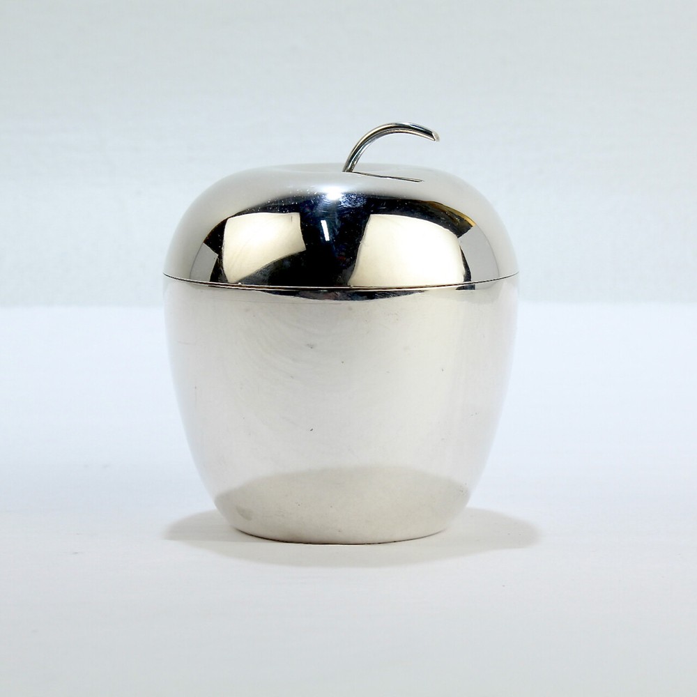 Vintage Figural J. E. Caldwell Apple Shaped Sterling Silver Covered Box