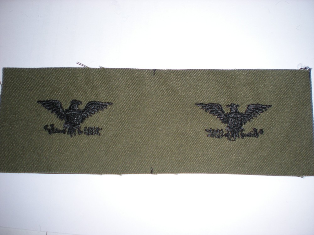 US ARMY BDU EMBROIDERED COLONEL RANK COLLAR INSIGNIA -1 PAIR