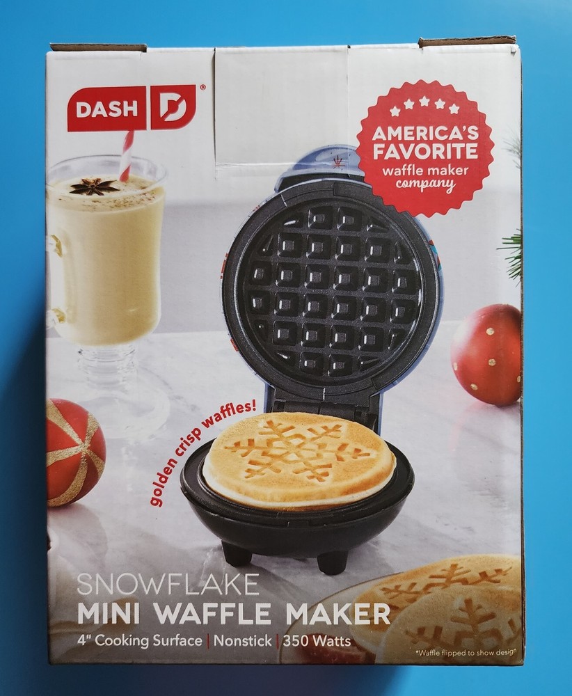 《NEW》Dash Snowflake Mini Waffle Maker Nonstick 4" Surface Christmas Holiday