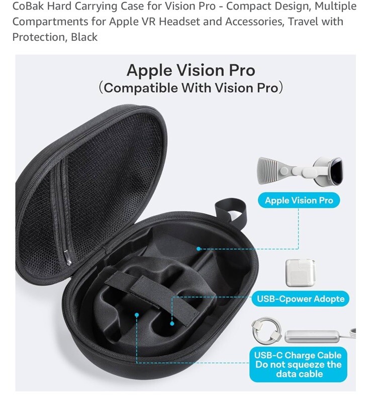 Hard Carrying Case For Vision Pro Multiple Compartment For Apple Vr