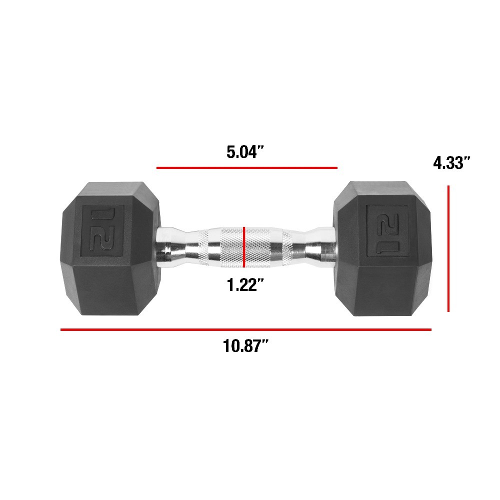 CAP Barbell, 12lb Rubber Hex Dumbbell, Single