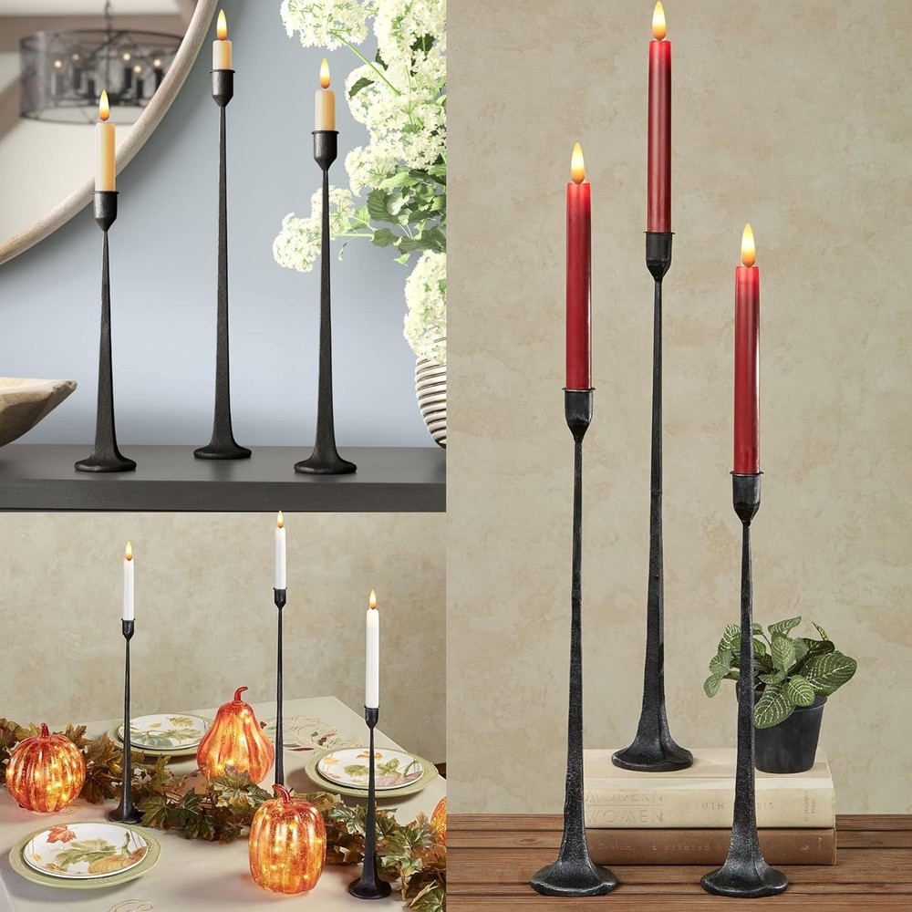 Sturdy Black Candle Holders Set - Wedding Decor