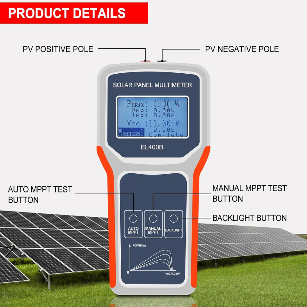 Smart MPPT Solar Panel Tester Multimeter - EL400B Power Meter Tool