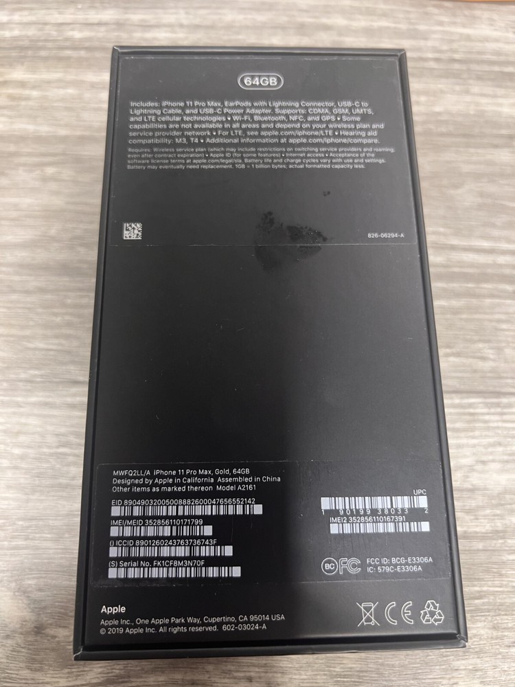Apple iPhone 11 Pro Max 64GB Pink EMPTY BOX