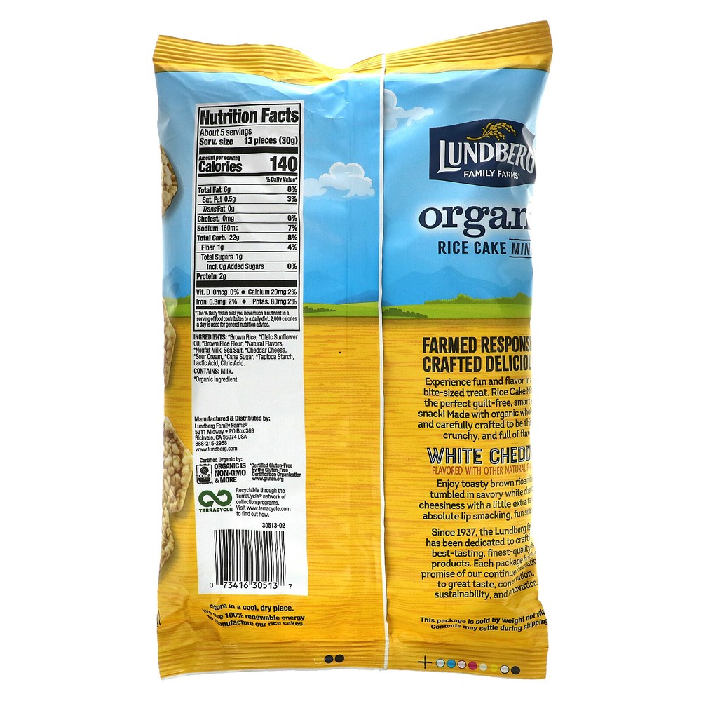 Organic Rice Cake Minis, White Cheddar, 5 oz (142 g)
